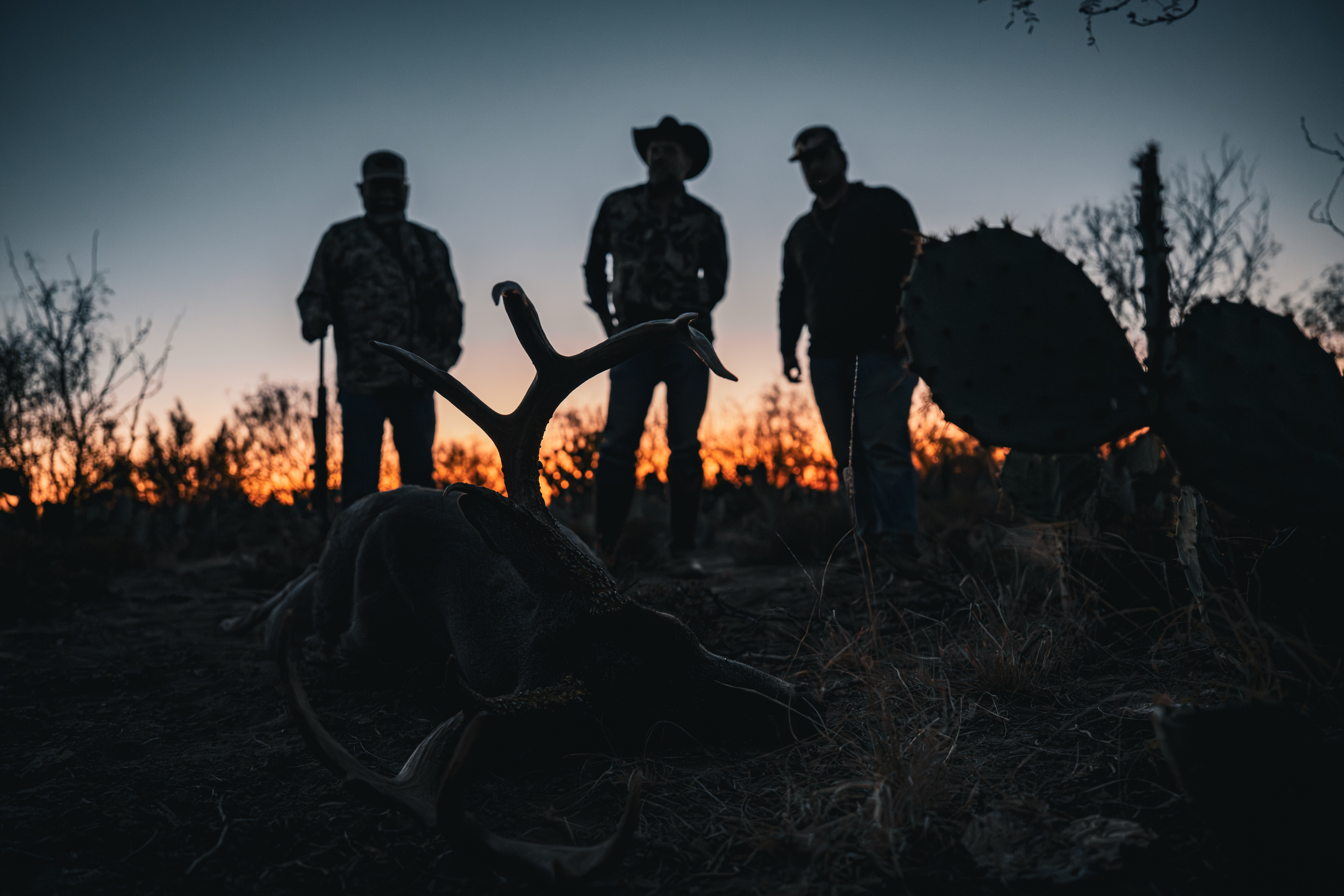 Hunters at sunset